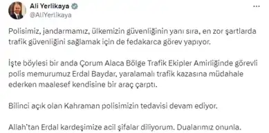 Polis Memuruna Trafik Kazasında Araç Çarptı